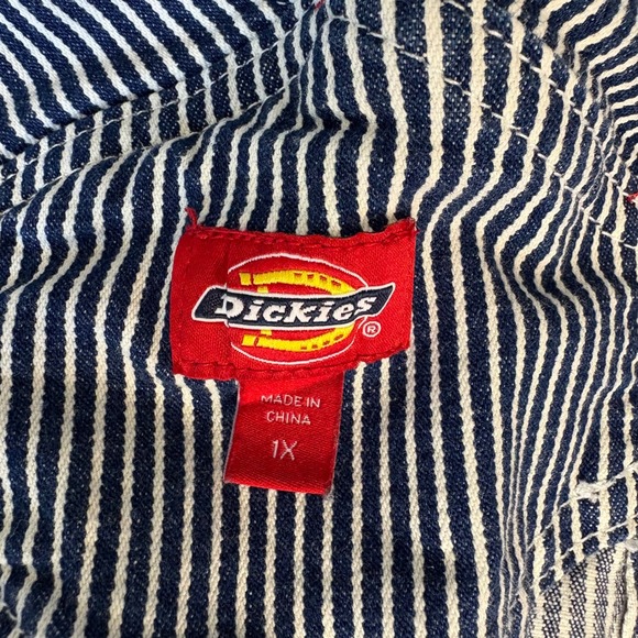 Dickies Women's Hickory Striped Denim Overalls 1X Blue White Carpenter - Picture 12 of 12